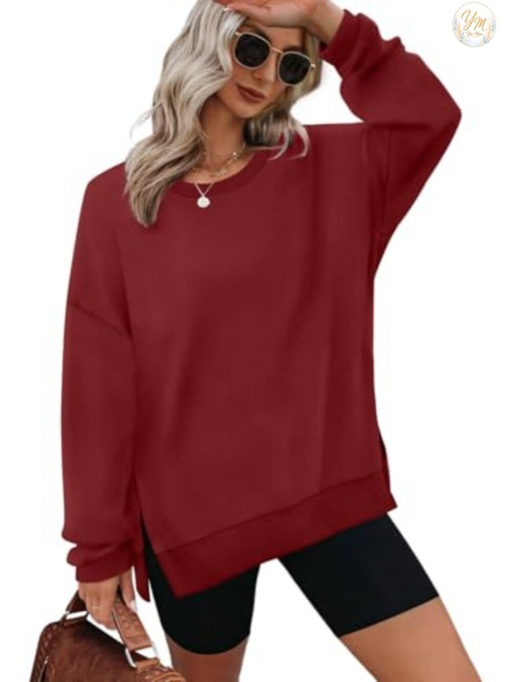 Oversized Sweatshirt Pullover Casual Crewneck Long Sleeve Comfy Ribbed Loose Fit